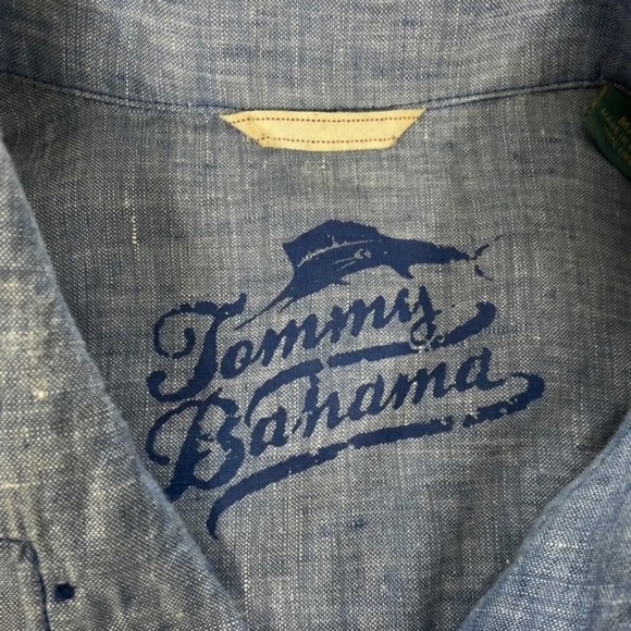 Tommy Bahama Mens Blue Short Sleeve Button Up Linen Shirt Size M - Picture 4 of 9